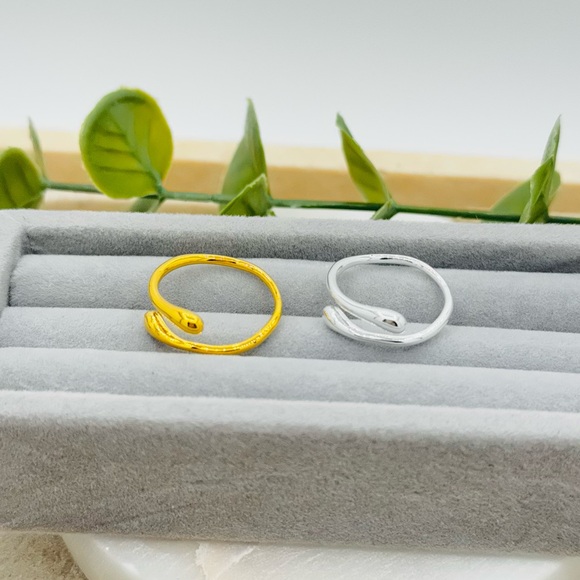 925 Sterling Silver Waterdrop Design Open Ring, Unisex Hand Accessory. - Picture 6 of 16